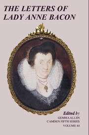 Cover of 'The Letters of Lady Anne Bacon'